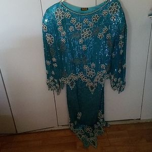 100% pure silk two piece dress